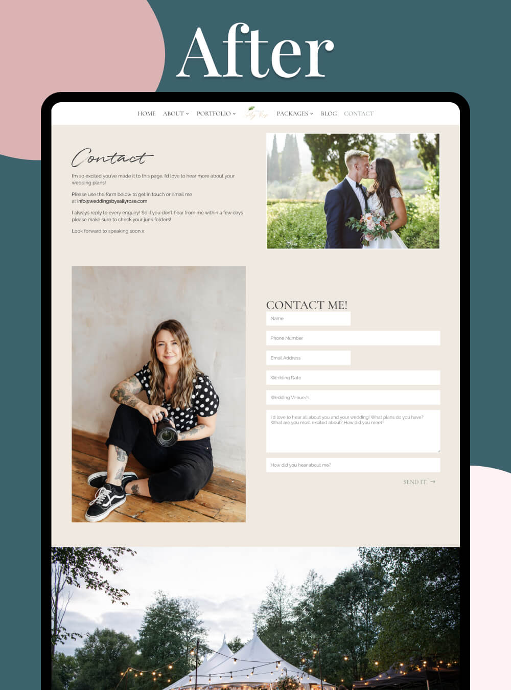 Vibrant wedding photography website