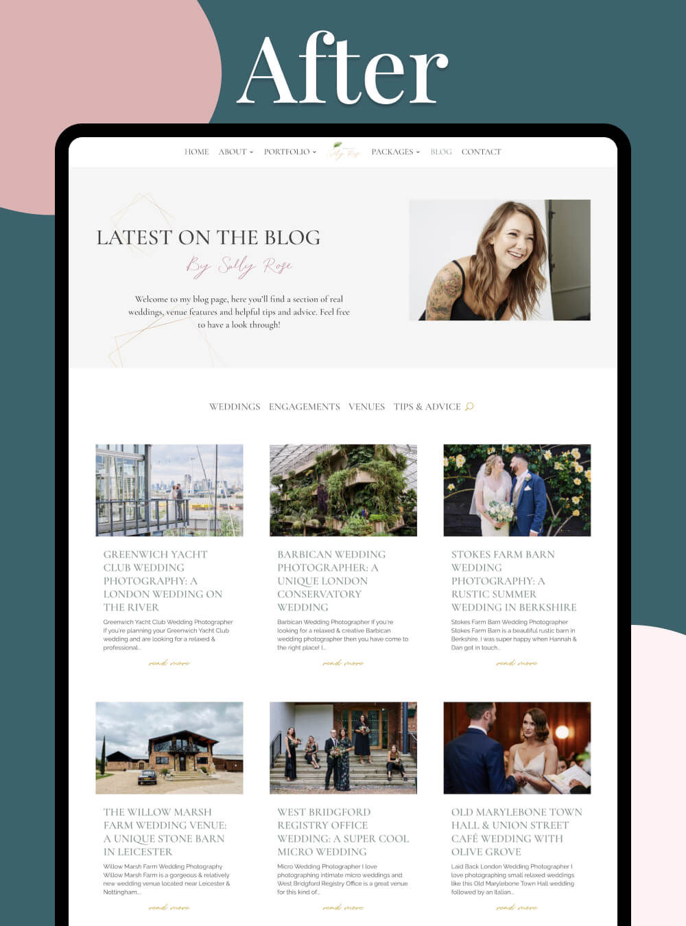 Vibrant wedding photography website
