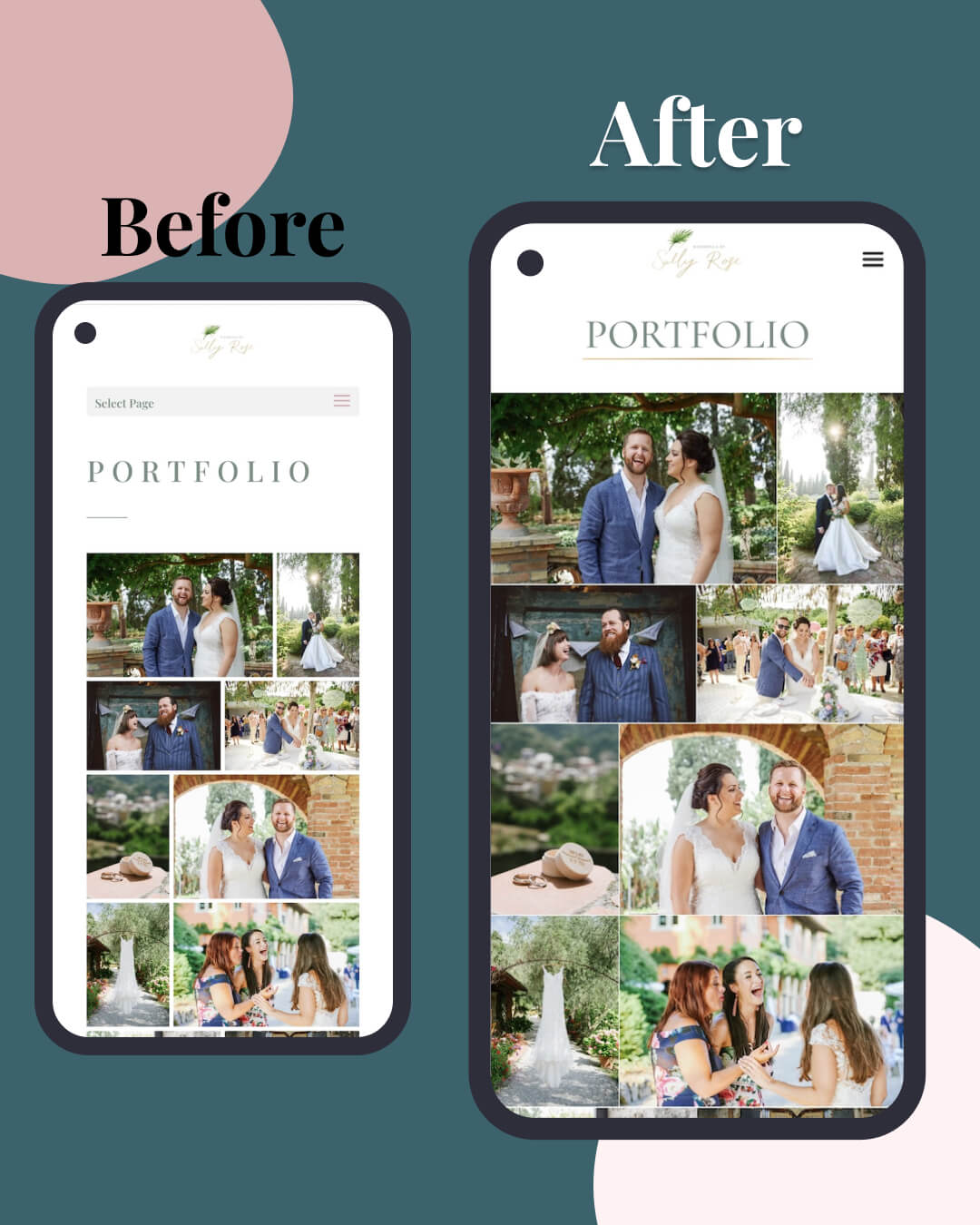 Vibrant wedding photography website