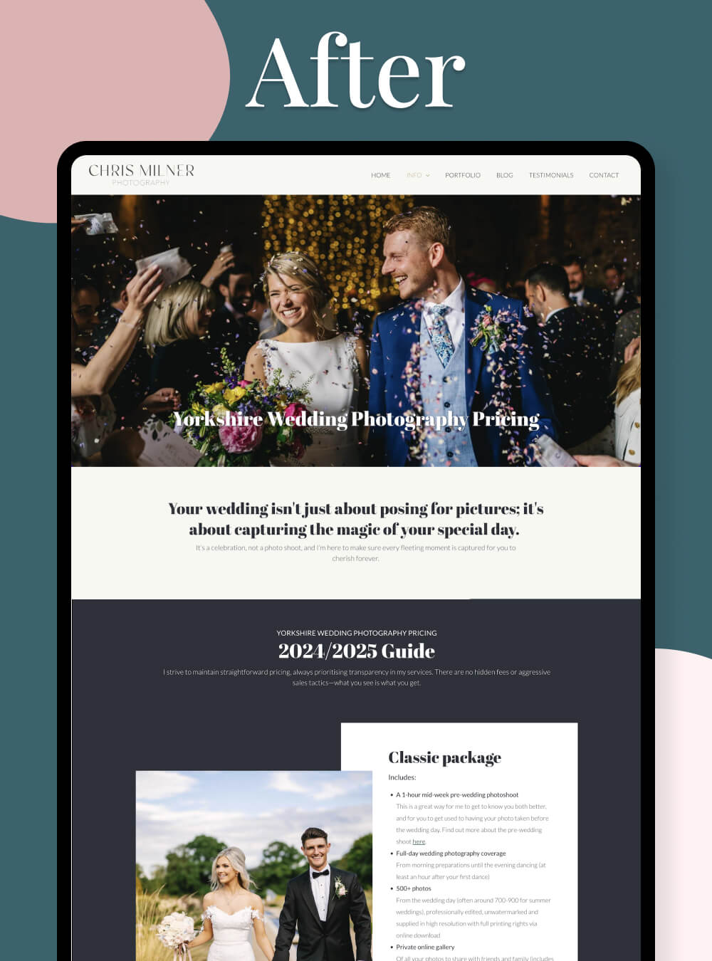 Creative wedding photographer website