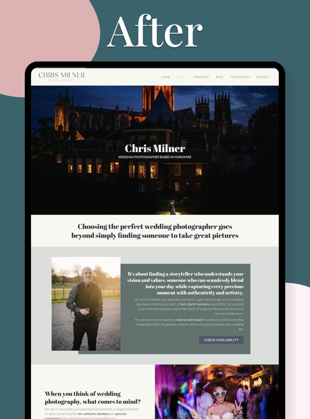 Creative wedding photographer website