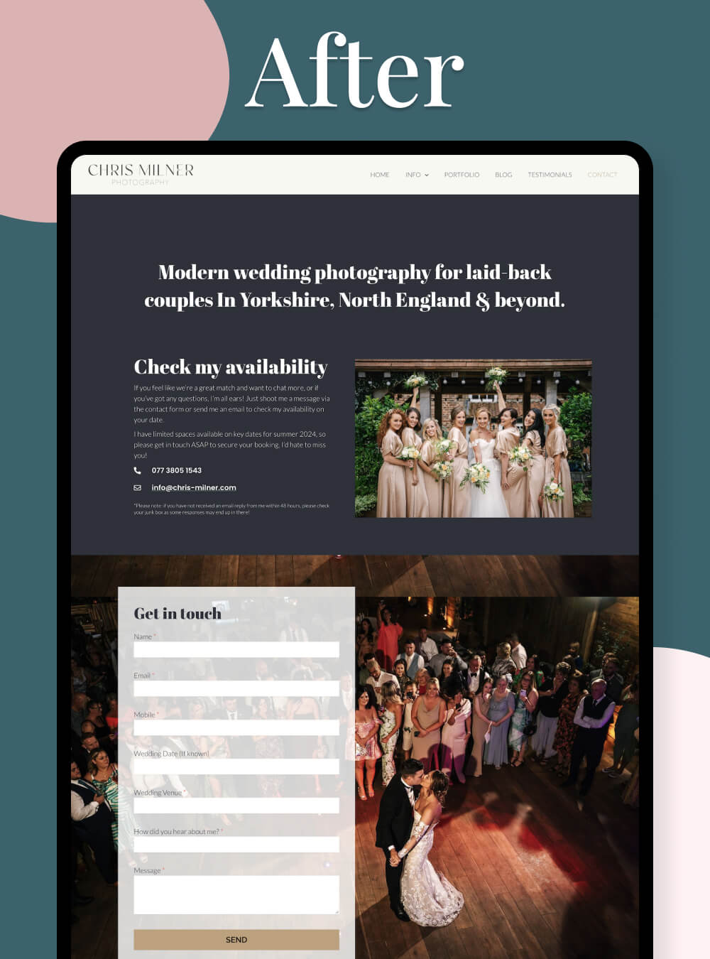 Creative wedding photographer website