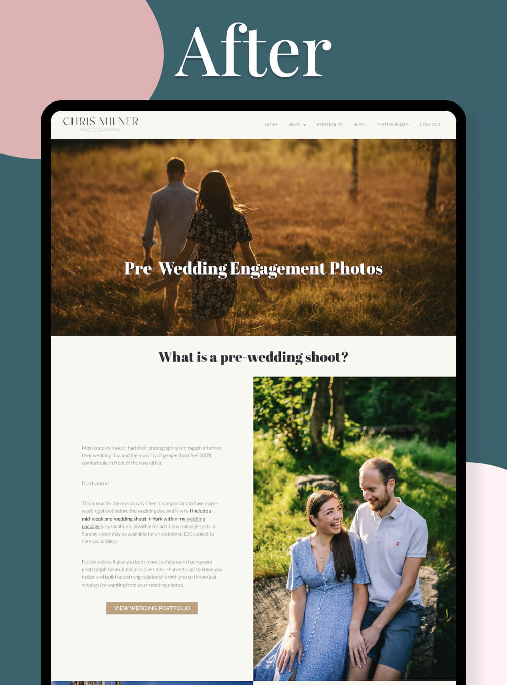 Creative wedding photographer website