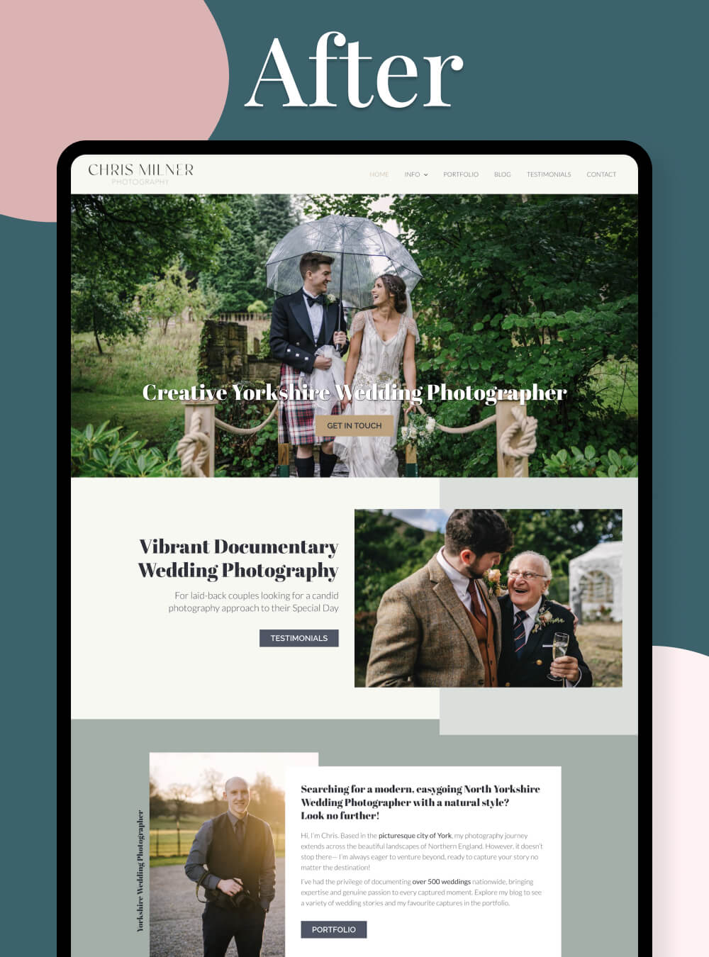 Creative wedding photographer website