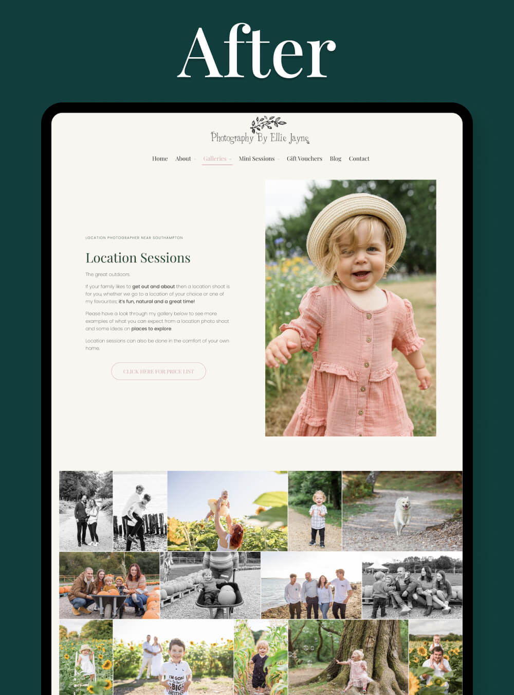 Family Photographer Website by I Do Website Design