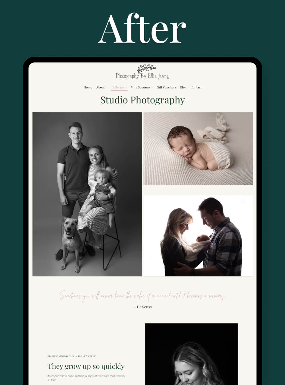 Family Photographer Website by I Do Website Design