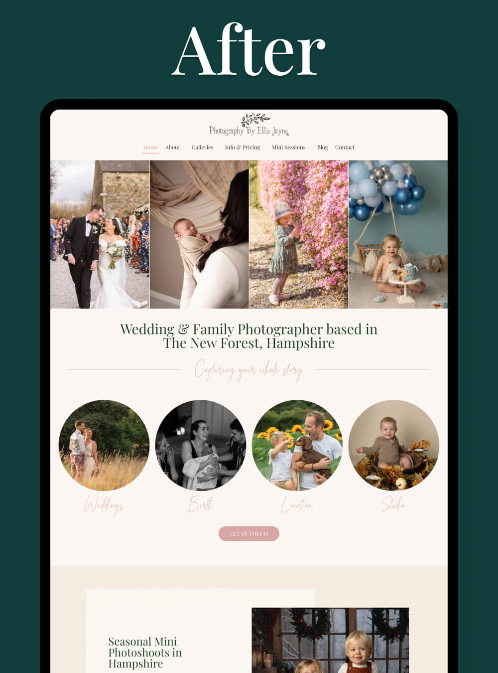 Family Photographer Website by I Do Website Design