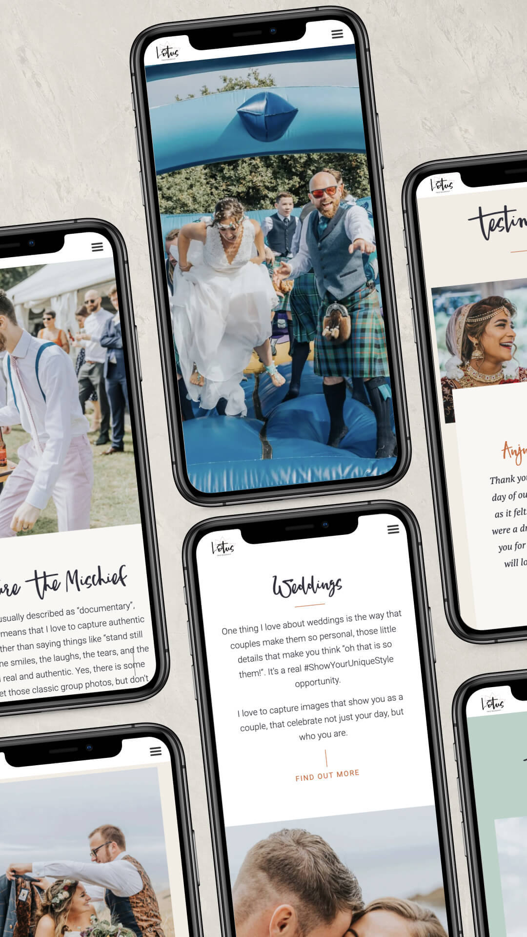 Fun wedding photography website design by I Do Website Design