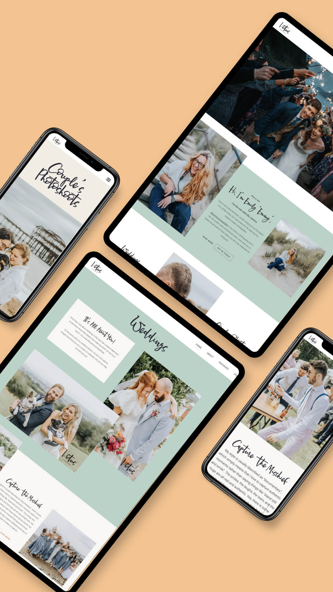 Fun wedding photography website design by I Do Website Design