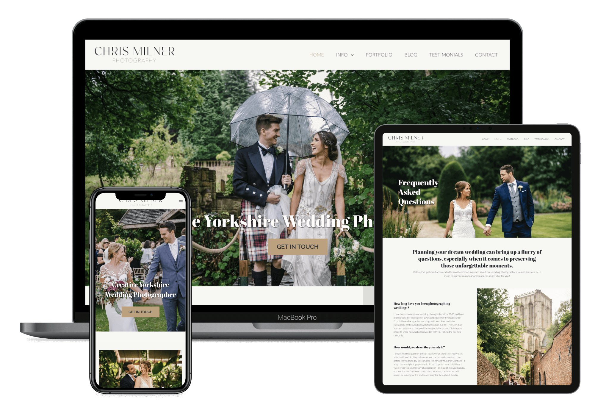 Creative wedding photographer website