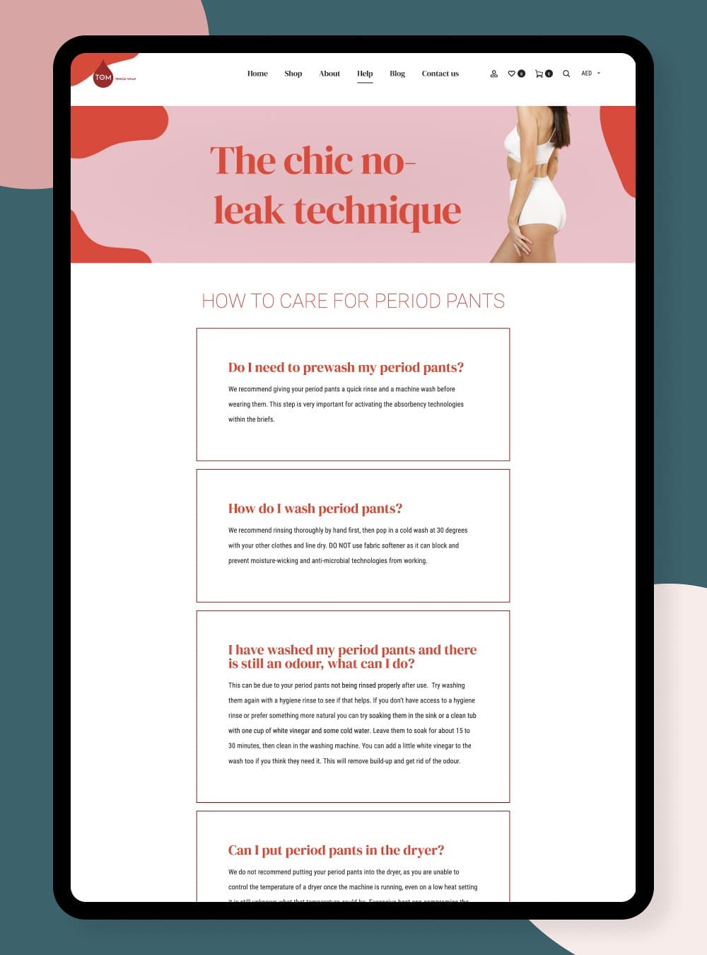 Website for period underwear