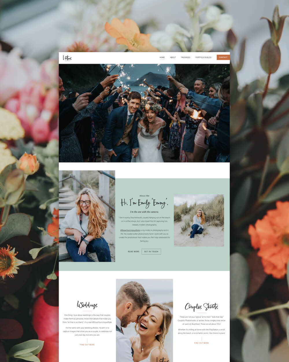 WordPress website design for wedding photographer Lotus Photography UK
