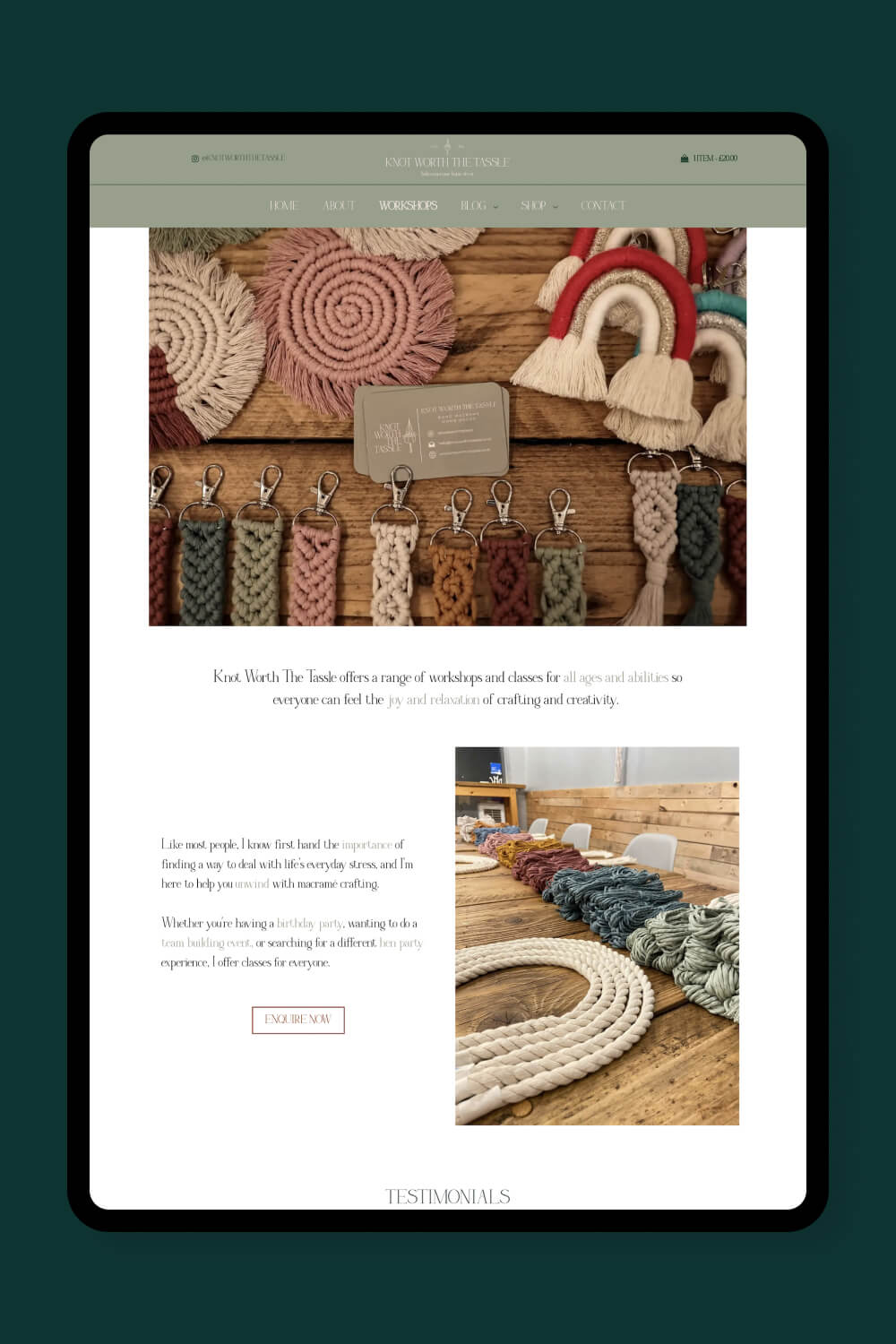 Website for a Macrame Artist by I Do Website Design
