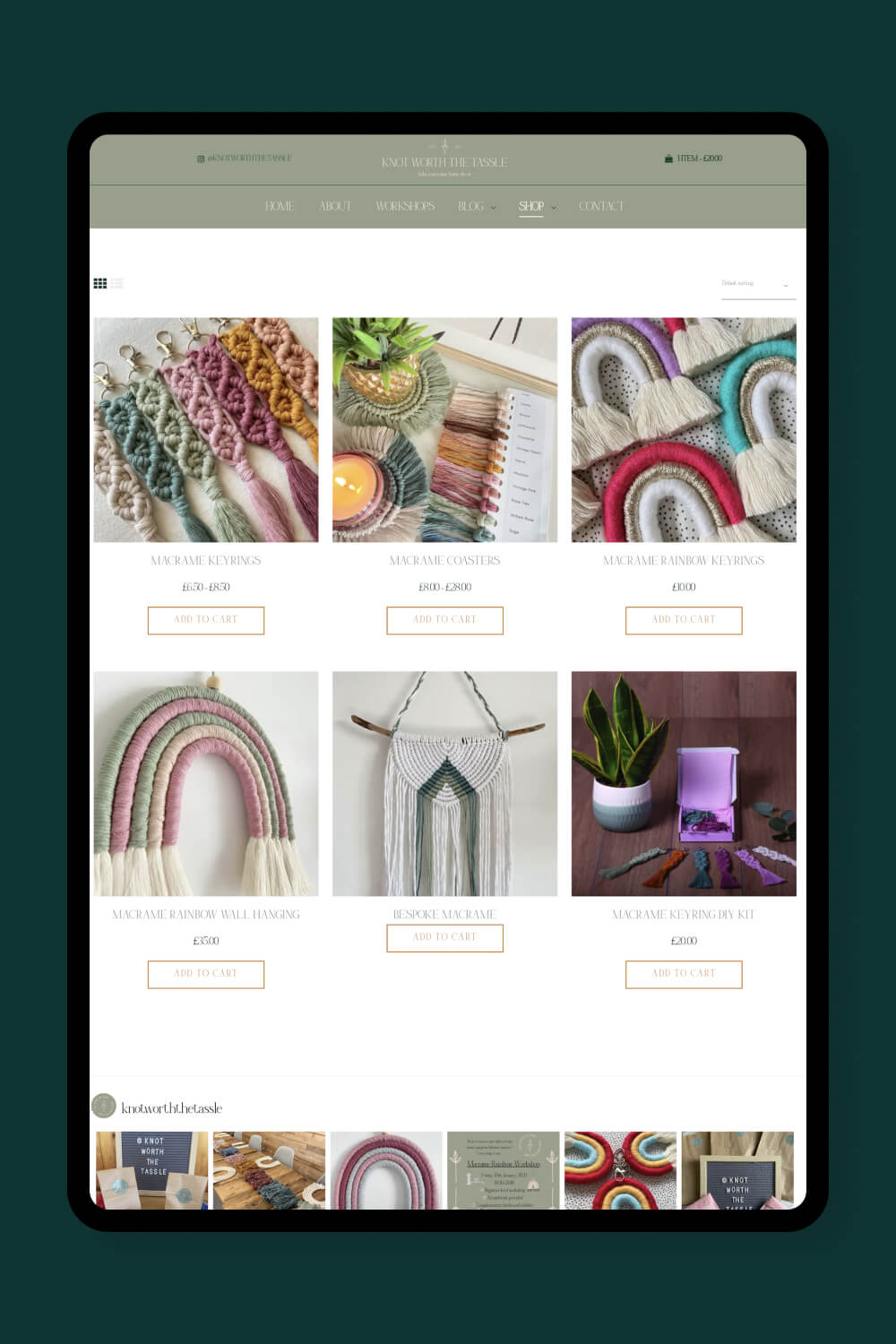 Website for a Macrame Artist by I Do Website Design