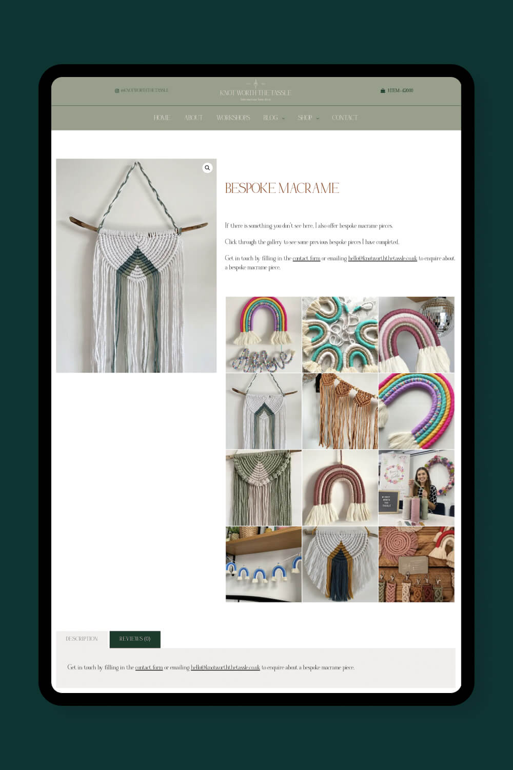 Website for a Macrame Artist by I Do Website Design