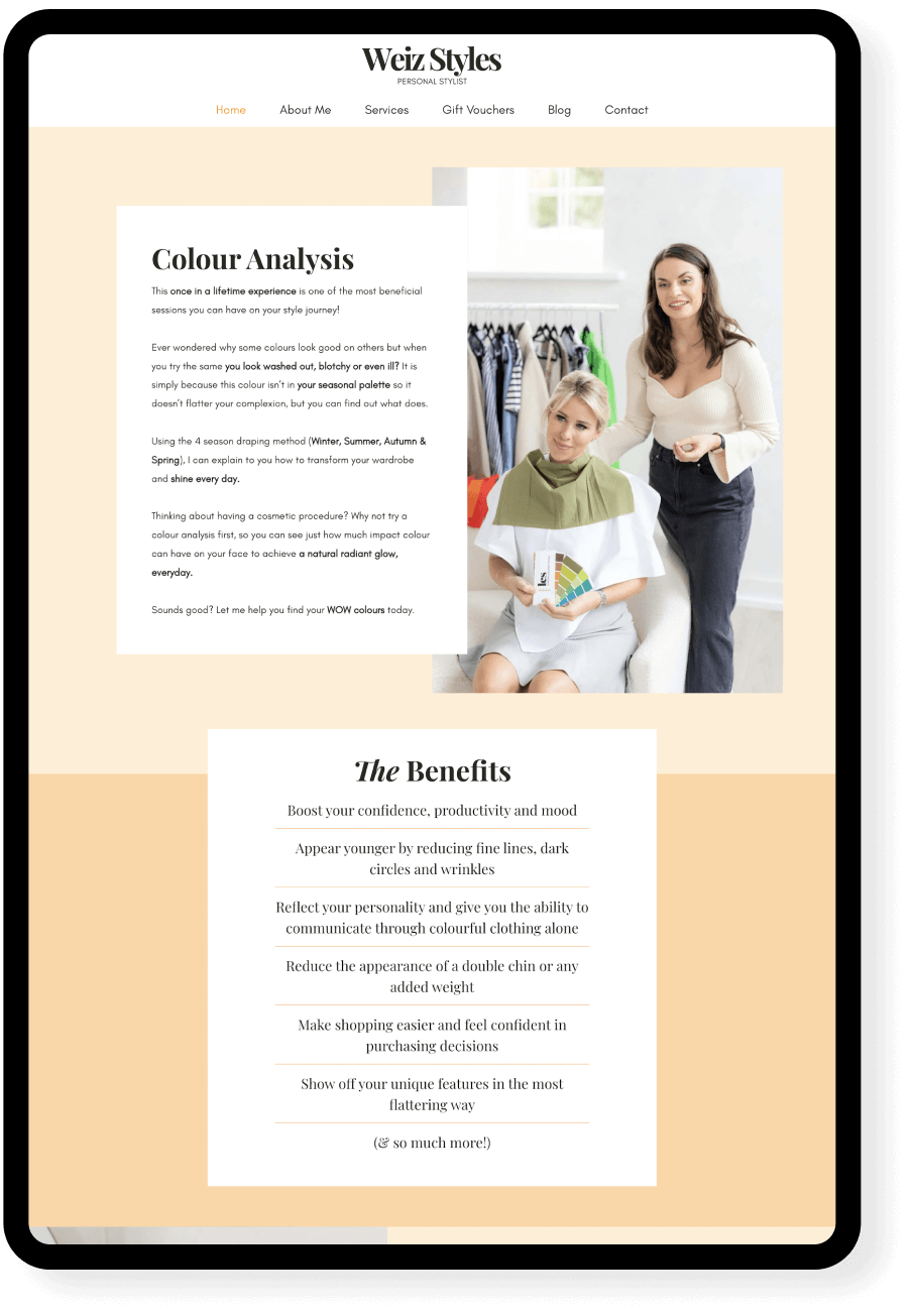 Website for a Personal Stylist by I Do Website Design