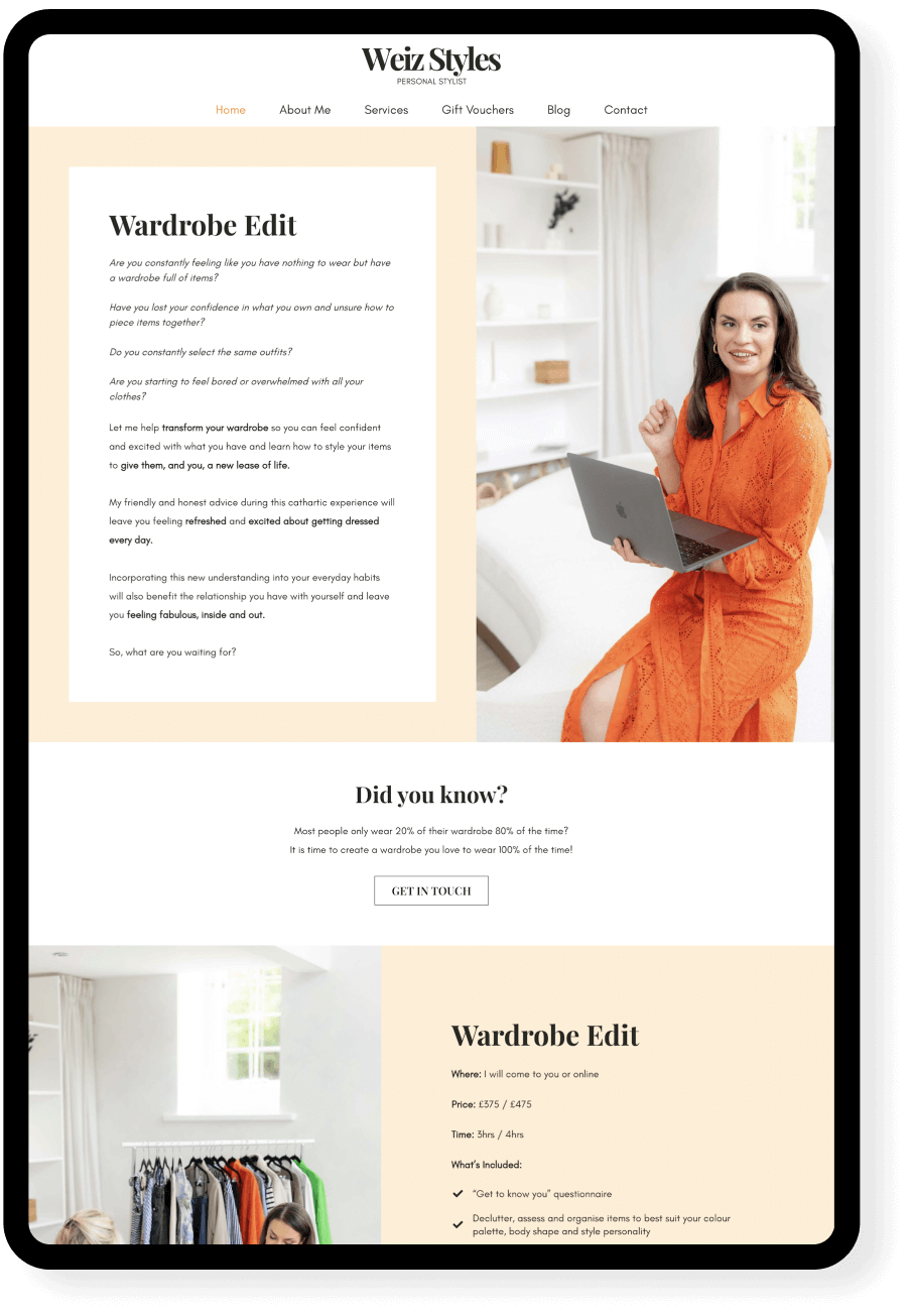 Website for a personal stylist