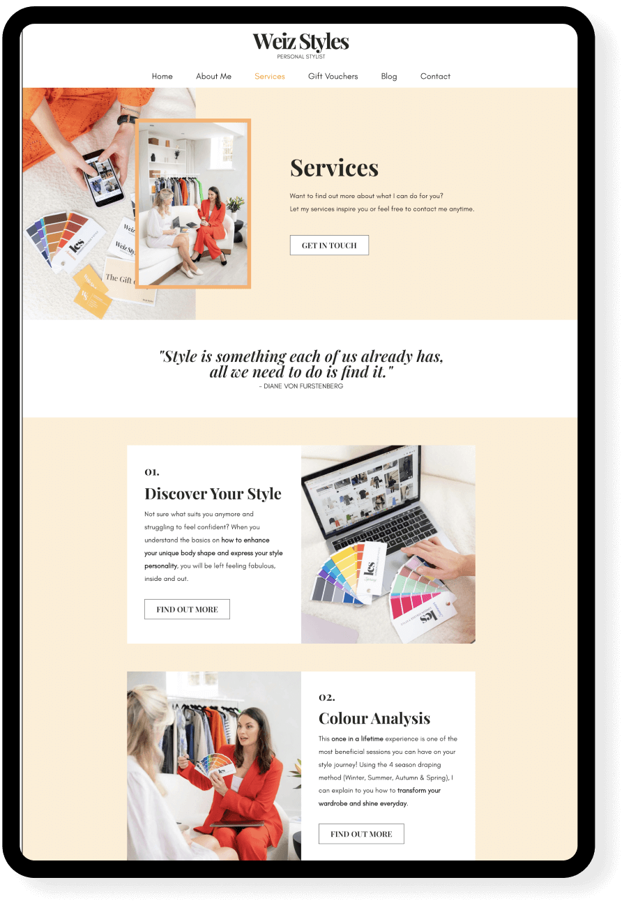 Website for a Personal Stylist by I Do Website Design