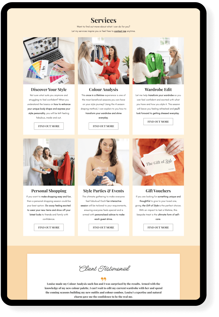 Website for a Personal Stylist by I Do Website Design