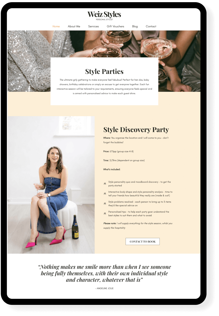 Website for a Personal Stylist by I Do Website Design
