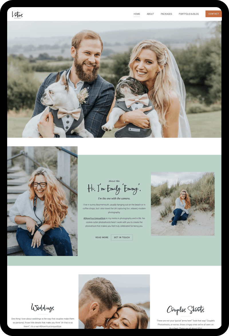Web design for wedding photographer Lotus Photography UK